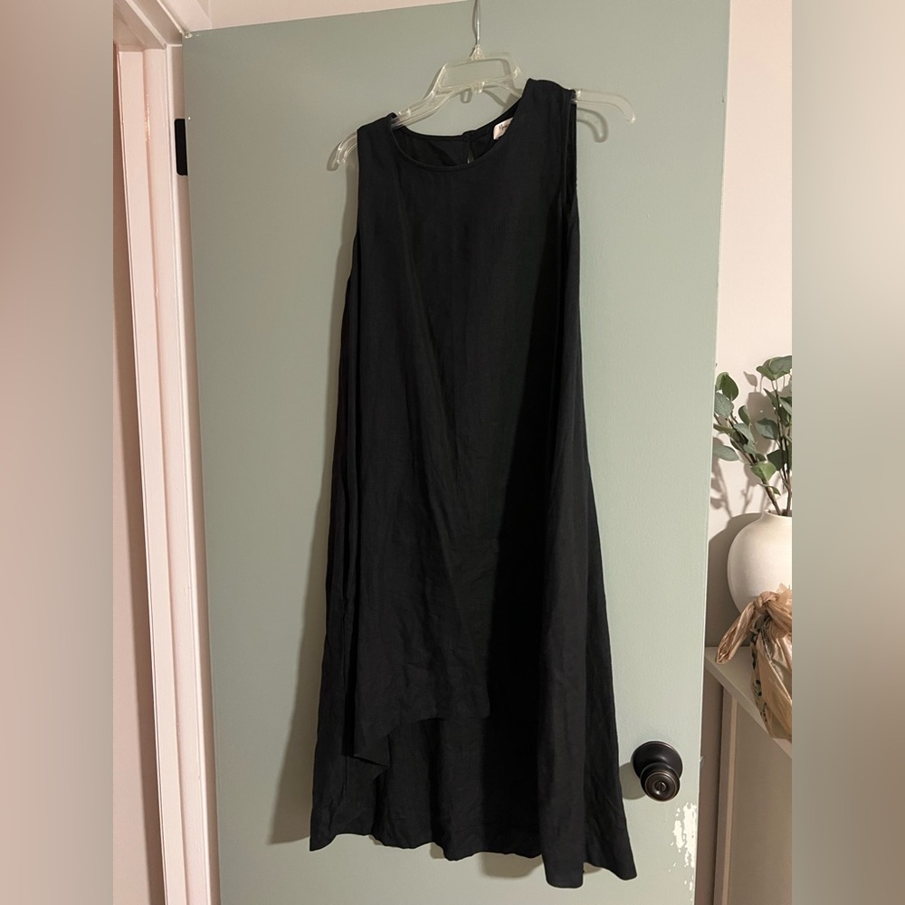 Magic Linen ROYAL TOSCANA LINEN DRESS IN BLACK - Size Medium - Picture 3 of 5